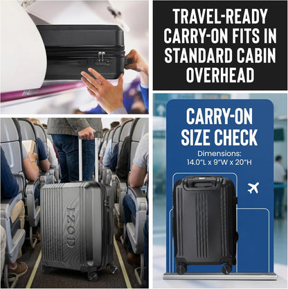 Zane 20-Inch Hardside Carry-On Luggage with Spinner Wheels - Navy | Expandable Hard Shell Suitcase, Airline-Approved - Durable and Lightweight Travel Luggage