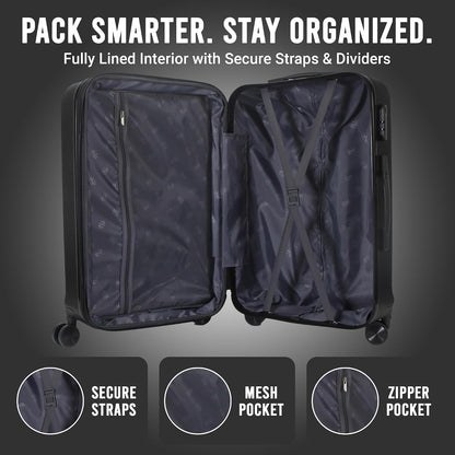 Zane 20-Inch Hardside Carry-On Luggage with Spinner Wheels - Navy | Expandable Hard Shell Suitcase, Airline-Approved - Durable and Lightweight Travel Luggage