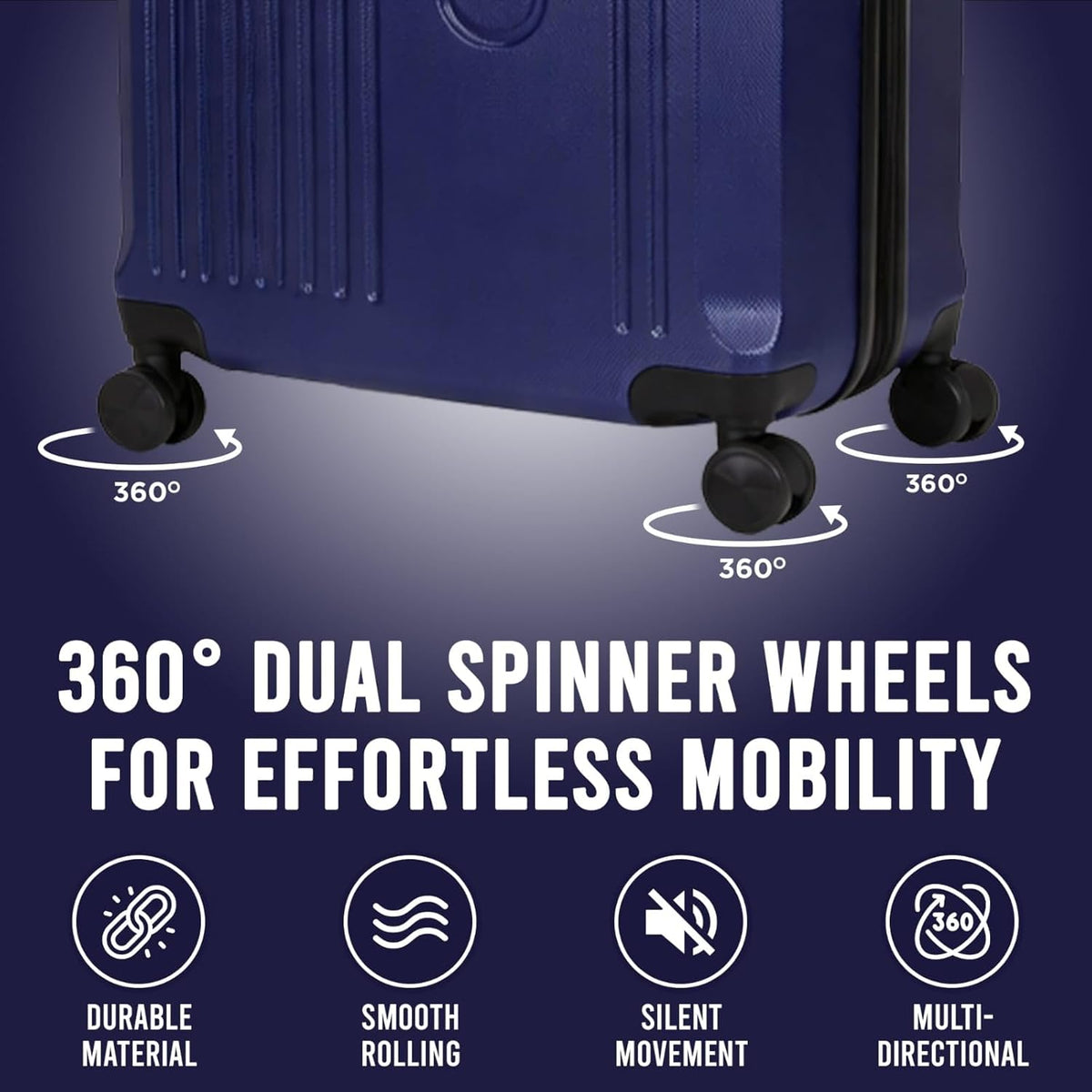 Zane 20-Inch Hardside Carry-On Luggage with Spinner Wheels - Navy | Expandable Hard Shell Suitcase, Airline-Approved - Durable and Lightweight Travel Luggage