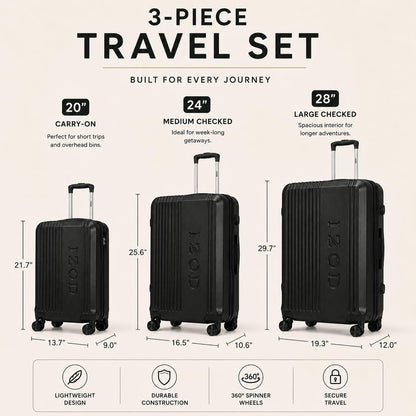 Zane 20-Inch Hardside Carry-On Luggage with Spinner Wheels - Navy | Expandable Hard Shell Suitcase, Airline-Approved - Durable and Lightweight Travel Luggage