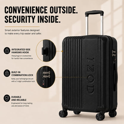 Zane 20-Inch Hardside Carry-On Luggage with Spinner Wheels - Navy | Expandable Hard Shell Suitcase, Airline-Approved - Durable and Lightweight Travel Luggage