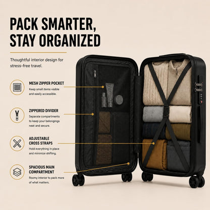 Zane 20-Inch Hardside Carry-On Luggage with Spinner Wheels - Navy | Expandable Hard Shell Suitcase, Airline-Approved - Durable and Lightweight Travel Luggage