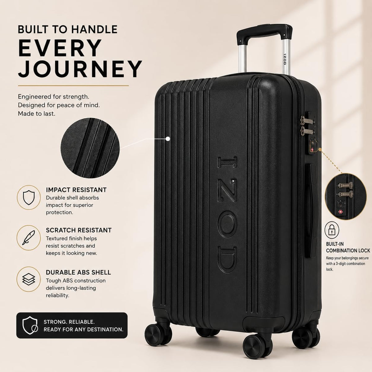 Zane 20-Inch Hardside Carry-On Luggage with Spinner Wheels - Navy | Expandable Hard Shell Suitcase, Airline-Approved - Durable and Lightweight Travel Luggage