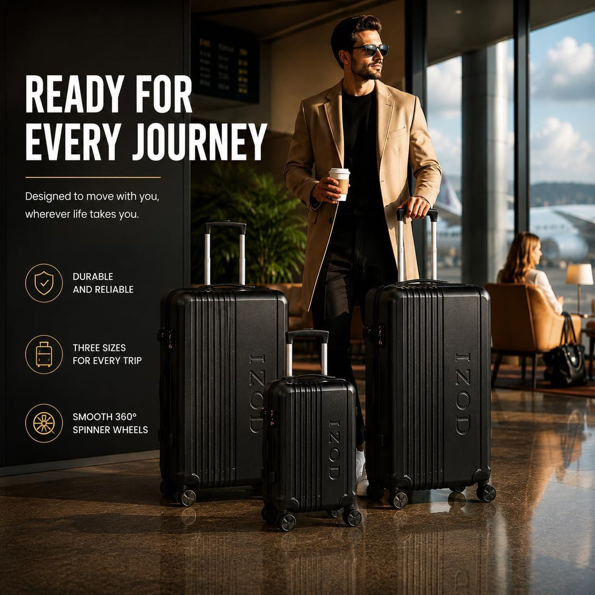 Zane 20-Inch Hardside Carry-On Luggage with Spinner Wheels - Navy | Expandable Hard Shell Suitcase, Airline-Approved - Durable and Lightweight Travel Luggage