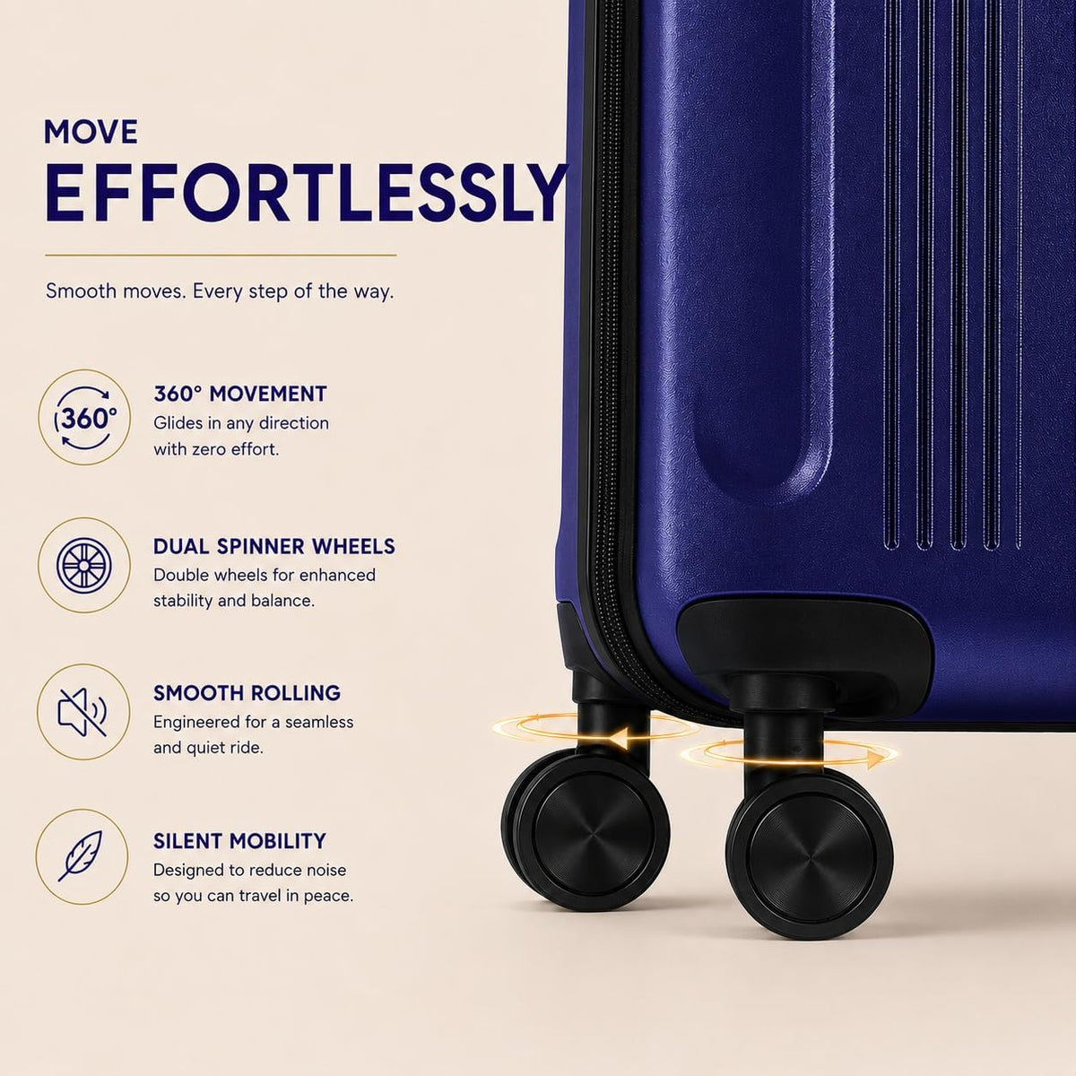 Zane 20-Inch Hardside Carry-On Luggage with Spinner Wheels - Navy | Expandable Hard Shell Suitcase, Airline-Approved - Durable and Lightweight Travel Luggage