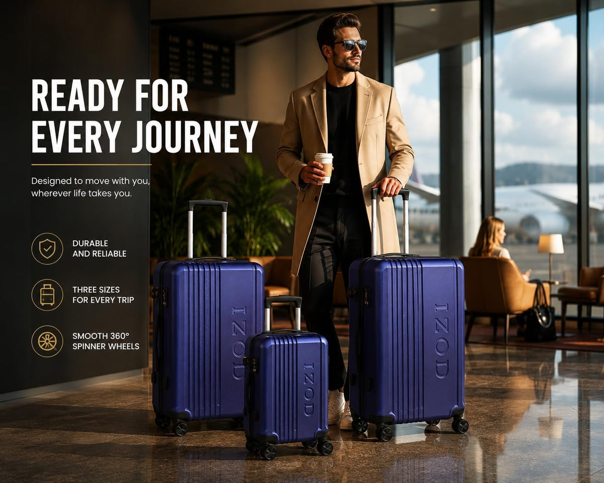 Zane 20-Inch Hardside Carry-On Luggage with Spinner Wheels - Navy | Expandable Hard Shell Suitcase, Airline-Approved - Durable and Lightweight Travel Luggage