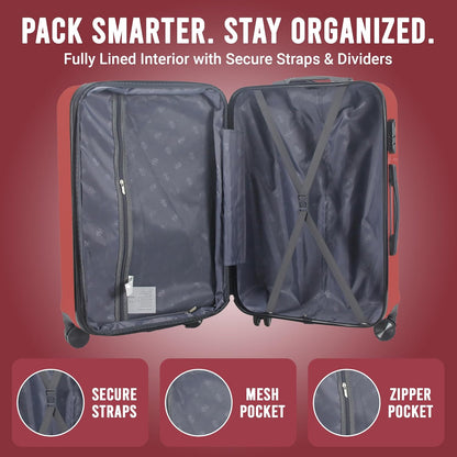 Zane 20-Inch Hardside Carry-On Luggage with Spinner Wheels - Navy | Expandable Hard Shell Suitcase, Airline-Approved - Durable and Lightweight Travel Luggage