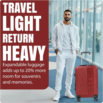 Zane 20-Inch Hardside Carry-On Luggage with Spinner Wheels - Navy | Expandable Hard Shell Suitcase, Airline-Approved - Durable and Lightweight Travel Luggage