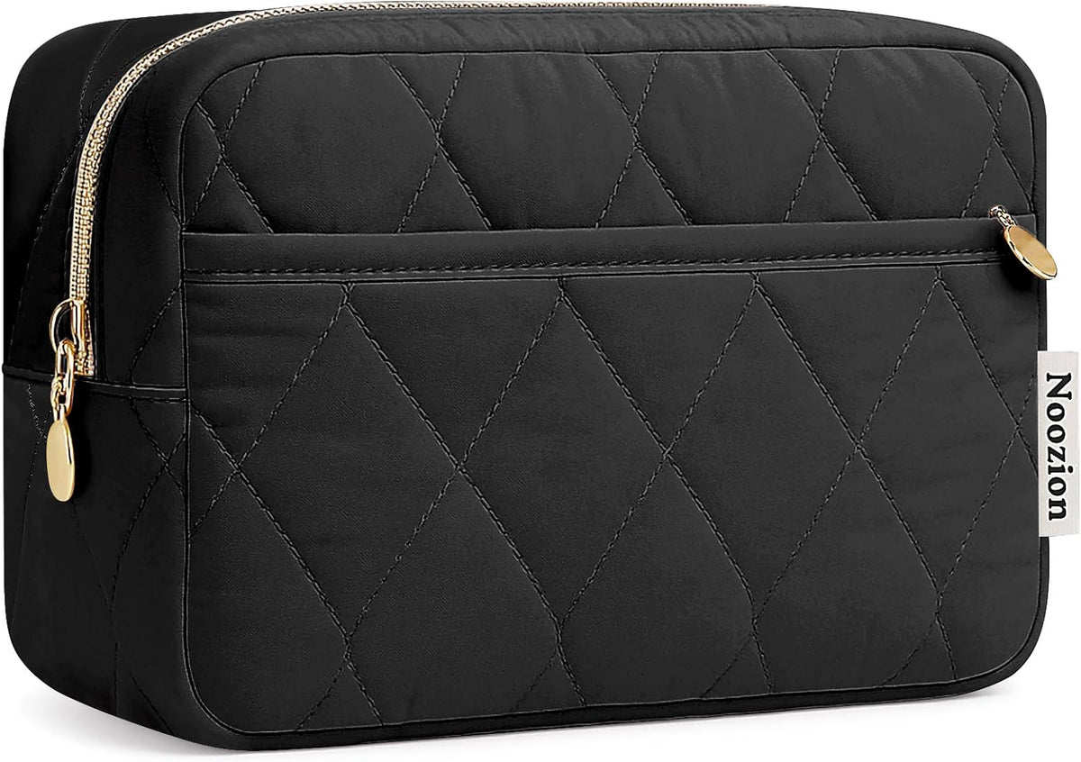 Makeup Bag Travel Toiletry Bag, Puffy Padded Cosmetic Bag for Women, Makeup Organizer Case, Wide-open Pouch Purse, Travel Essentials