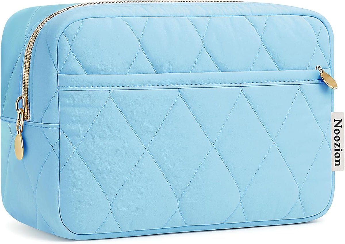 Makeup Bag Travel Toiletry Bag, Puffy Padded Cosmetic Bag for Women, Makeup Organizer Case, Wide-open Pouch Purse, Travel Essentials