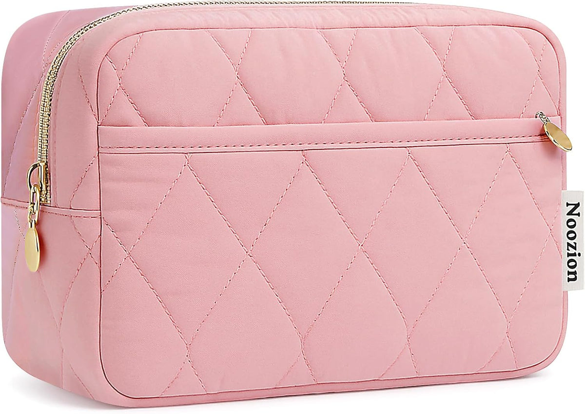 Makeup Bag Travel Toiletry Bag, Puffy Padded Cosmetic Bag for Women, Makeup Organizer Case, Wide-open Pouch Purse, Travel Essentials