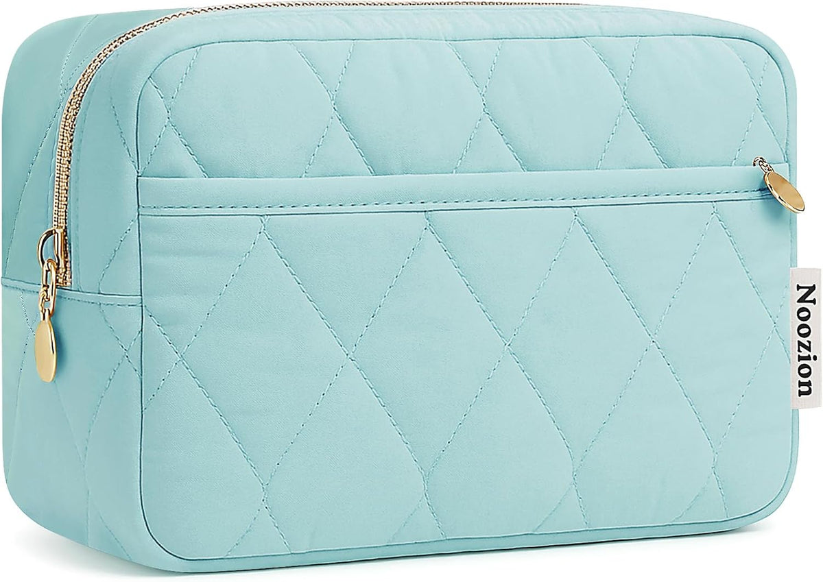 Makeup Bag Travel Toiletry Bag, Puffy Padded Cosmetic Bag for Women, Makeup Organizer Case, Wide-open Pouch Purse, Travel Essentials