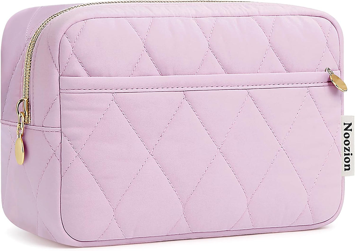 Makeup Bag Travel Toiletry Bag, Puffy Padded Cosmetic Bag for Women, Makeup Organizer Case, Wide-open Pouch Purse, Travel Essentials