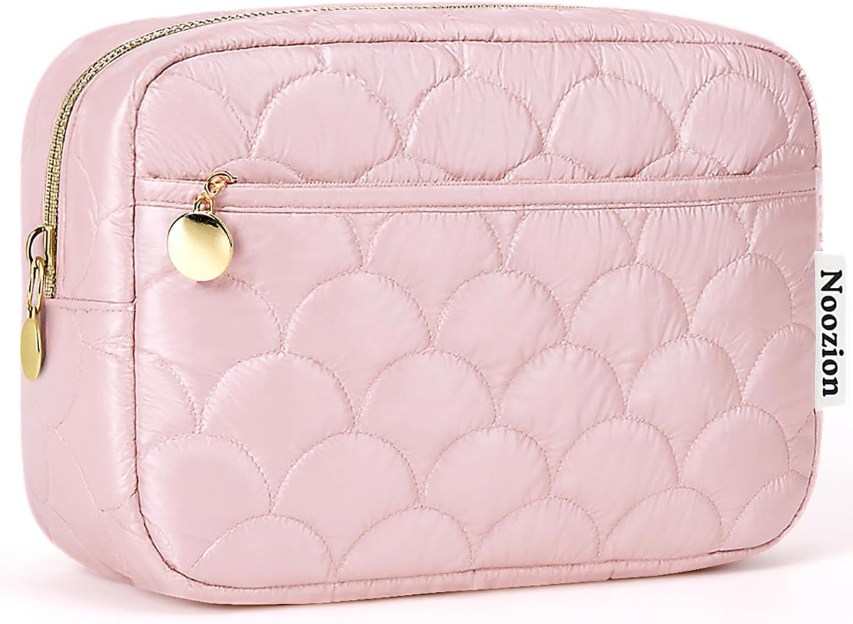 Makeup Bag Travel Toiletry Bag, Puffy Padded Cosmetic Bag for Women, Makeup Organizer Case, Wide-open Pouch Purse, Travel Essentials