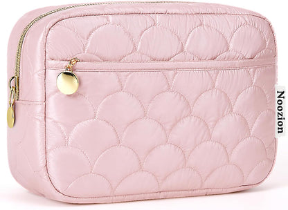 Makeup Bag Travel Toiletry Bag, Puffy Padded Cosmetic Bag for Women, Makeup Organizer Case, Wide-open Pouch Purse, Travel Essentials