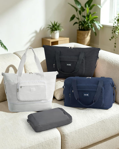 40L Foldable Expandable Travel Tote Bag,Wet Dry Separation Laptop Weekender Carry On Bag for Travel Gym Beach Daily Use
