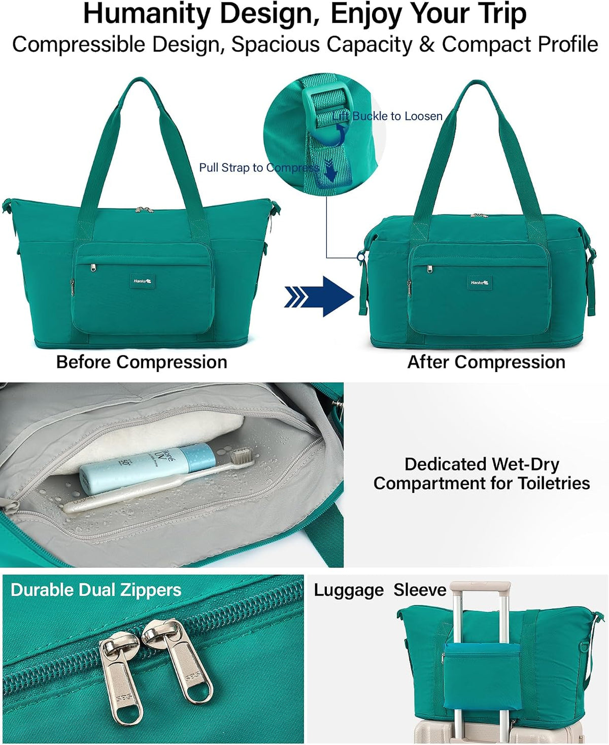 40L Foldable Expandable Travel Tote Bag,Wet Dry Separation Laptop Weekender Carry On Bag for Travel Gym Beach Daily Use