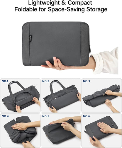 40L Foldable Expandable Travel Tote Bag,Wet Dry Separation Laptop Weekender Carry On Bag for Travel Gym Beach Daily Use