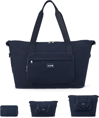 40L Foldable Expandable Travel Tote Bag,Wet Dry Separation Laptop Weekender Carry On Bag for Travel Gym Beach Daily Use