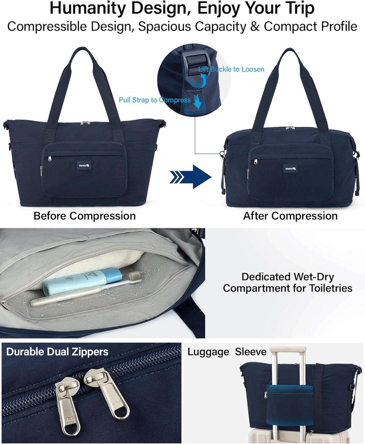 40L Foldable Expandable Travel Tote Bag,Wet Dry Separation Laptop Weekender Carry On Bag for Travel Gym Beach Daily Use