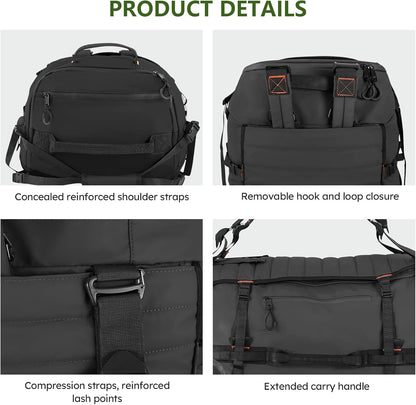 86L Foldable Duffle Bag with Wheels - Waterproof Rolling Travel Bag, Collapsible Luggage No Telescopic Handle, for Men Women Camping Sports Weekend Trips，Blue