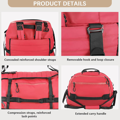 86L Foldable Duffle Bag with Wheels - Waterproof Rolling Travel Bag, Collapsible Luggage No Telescopic Handle, for Men Women Camping Sports Weekend Trips，Blue