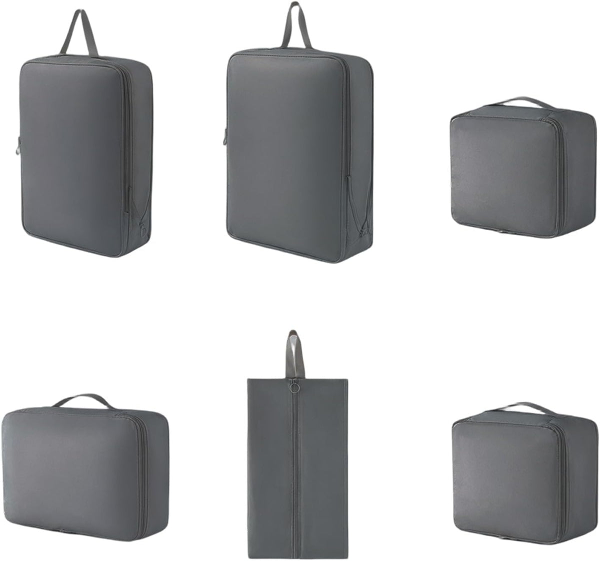 6 Set Compression Packing Cubes for Travel, Durable Space Saver Bags Travel Essentials, Lightweight Luggage Organizer Bags, Beige