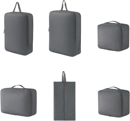 6 Set Compression Packing Cubes for Travel, Durable Space Saver Bags Travel Essentials, Lightweight Luggage Organizer Bags, Beige