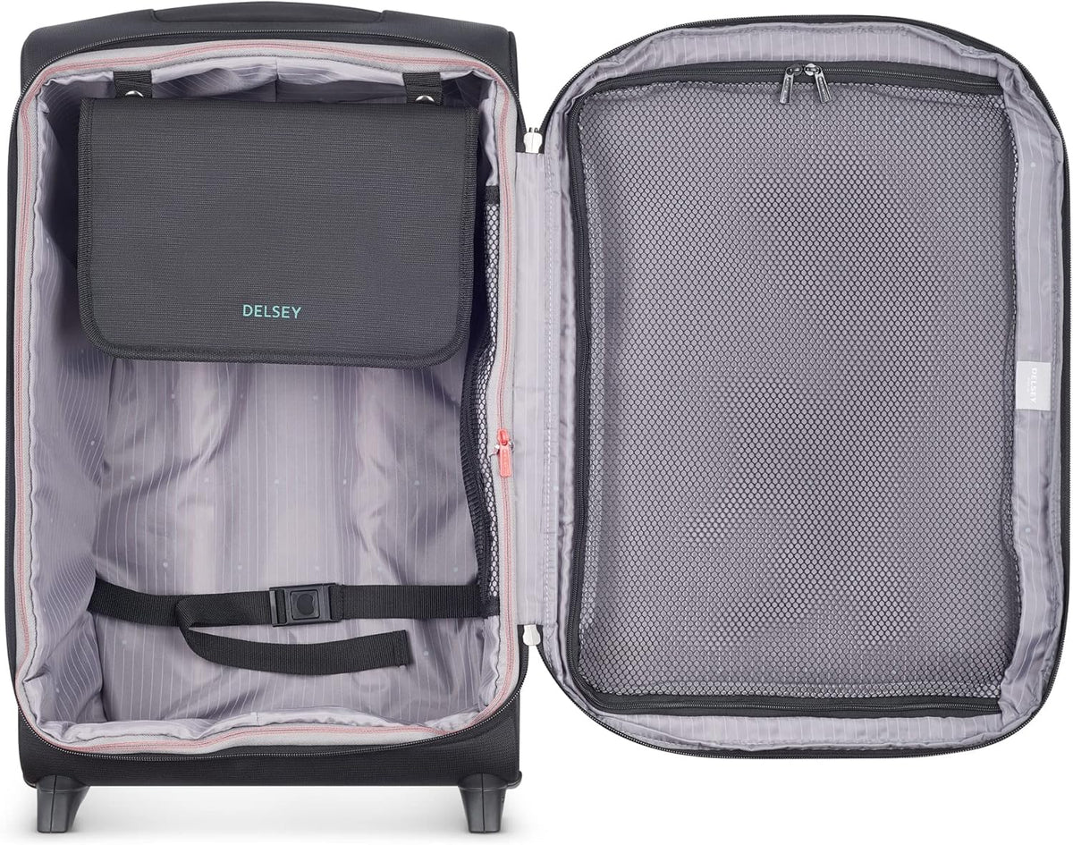 DELSEY PARIS Helium DLX Softside Expandable Luggage with 2 Wheels, Black, Carry on 21 Inch