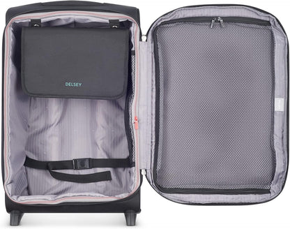 DELSEY PARIS Helium DLX Softside Expandable Luggage with 2 Wheels, Black, Carry on 21 Inch