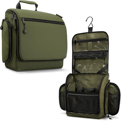 Hanging Travel Toiletry Bag for Women & Men – Large Toiletry Organizer with 18 Compartments, Removable TSA Pouch, Travel Wash Bag for Toiletries, Makeup & Shaving Kit (Forest Green)