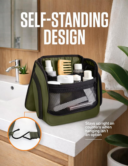 Hanging Travel Toiletry Bag for Women & Men – Large Toiletry Organizer with 18 Compartments, Removable TSA Pouch, Travel Wash Bag for Toiletries, Makeup & Shaving Kit (Forest Green)