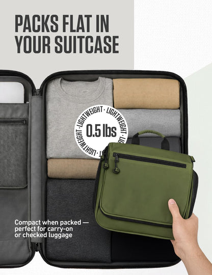 Hanging Travel Toiletry Bag for Women & Men – Large Toiletry Organizer with 18 Compartments, Removable TSA Pouch, Travel Wash Bag for Toiletries, Makeup & Shaving Kit (Forest Green)