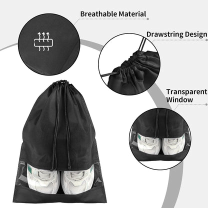 Waterproof Travel Drawstring Shoe Bags for Packing, Storage, Travel Essentials for Men and Women, 15.7 x 11.8 inches, Clear, 5 pieces