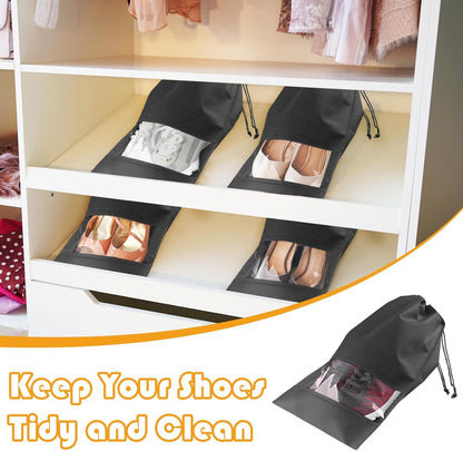 Waterproof Travel Drawstring Shoe Bags for Packing, Storage, Travel Essentials for Men and Women, 15.7 x 11.8 inches, Clear, 5 pieces
