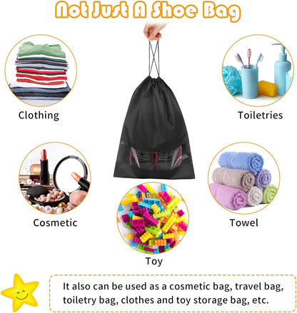 Waterproof Travel Drawstring Shoe Bags for Packing, Storage, Travel Essentials for Men and Women, 15.7 x 11.8 inches, Clear, 5 pieces