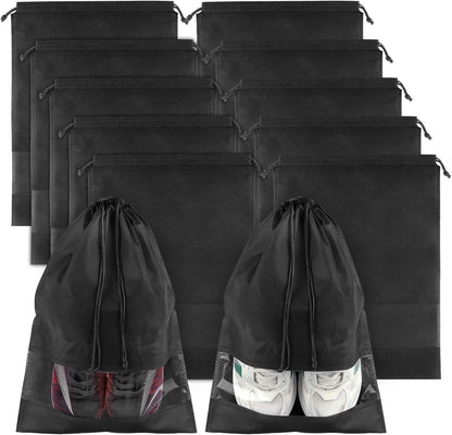 Waterproof Travel Drawstring Shoe Bags for Packing, Storage, Travel Essentials for Men and Women, 15.7 x 11.8 inches, Clear, 5 pieces