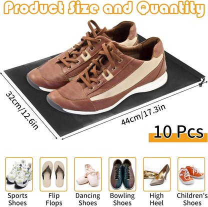 Waterproof Travel Drawstring Shoe Bags for Packing, Storage, Travel Essentials for Men and Women, 15.7 x 11.8 inches, Clear, 5 pieces