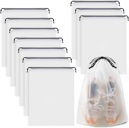 Waterproof Travel Drawstring Shoe Bags for Packing, Storage, Travel Essentials for Men and Women, 15.7 x 11.8 inches, Clear, 5 pieces
