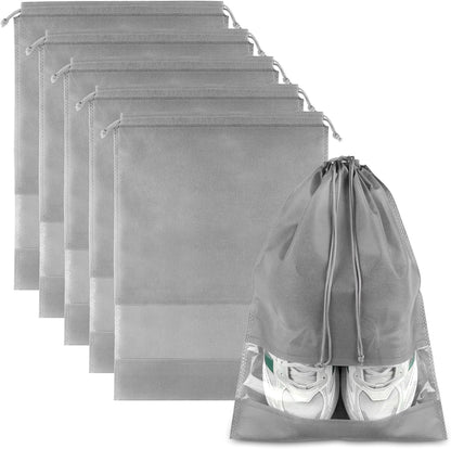 Waterproof Travel Drawstring Shoe Bags for Packing, Storage, Travel Essentials for Men and Women, 15.7 x 11.8 inches, Clear, 5 pieces