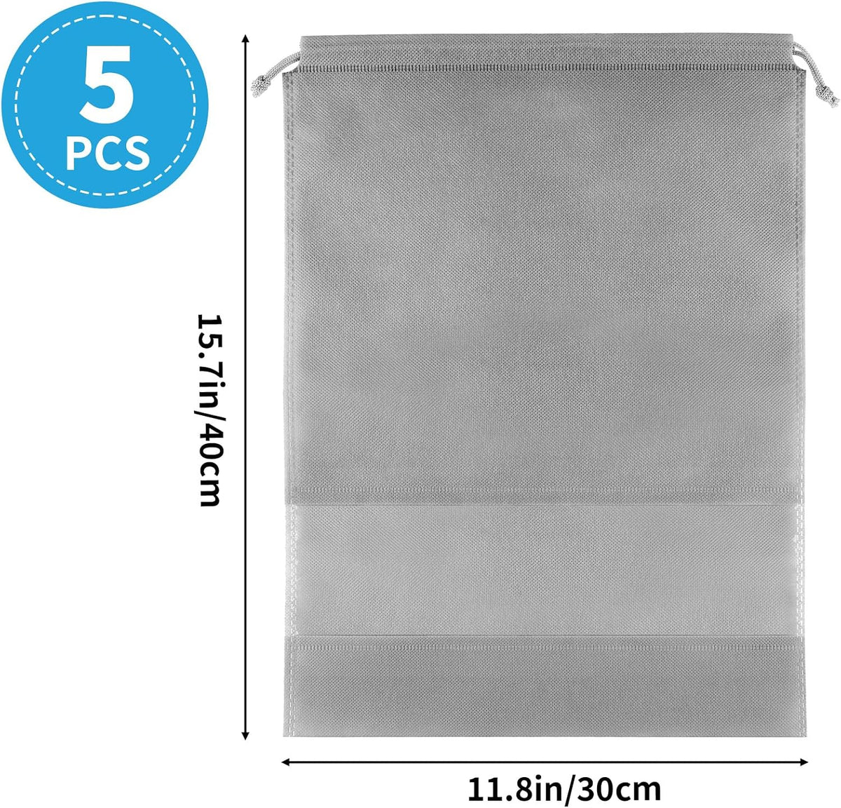 Waterproof Travel Drawstring Shoe Bags for Packing, Storage, Travel Essentials for Men and Women, 15.7 x 11.8 inches, Clear, 5 pieces