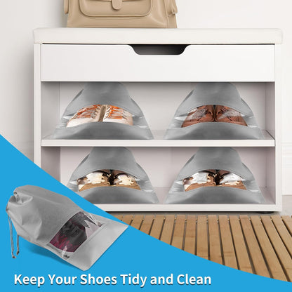 Waterproof Travel Drawstring Shoe Bags for Packing, Storage, Travel Essentials for Men and Women, 15.7 x 11.8 inches, Clear, 5 pieces