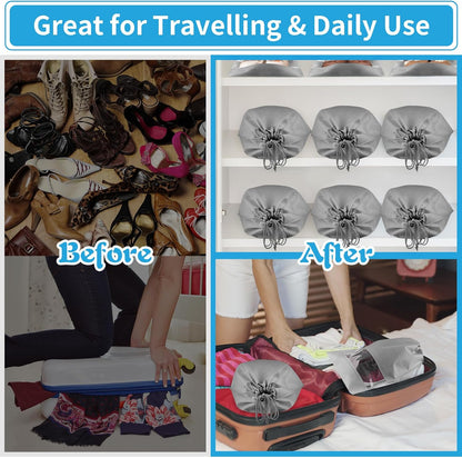 Waterproof Travel Drawstring Shoe Bags for Packing, Storage, Travel Essentials for Men and Women, 15.7 x 11.8 inches, Clear, 5 pieces