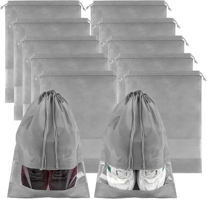 Waterproof Travel Drawstring Shoe Bags for Packing, Storage, Travel Essentials for Men and Women, 15.7 x 11.8 inches, Clear, 5 pieces