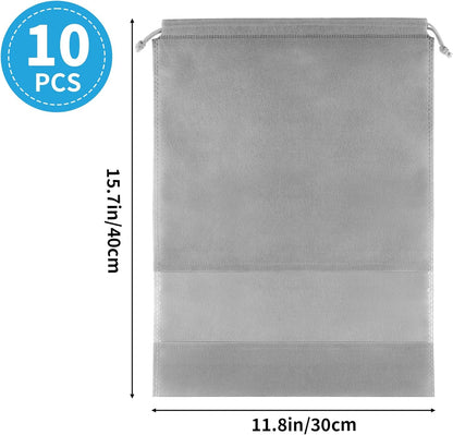 Waterproof Travel Drawstring Shoe Bags for Packing, Storage, Travel Essentials for Men and Women, 15.7 x 11.8 inches, Clear, 5 pieces