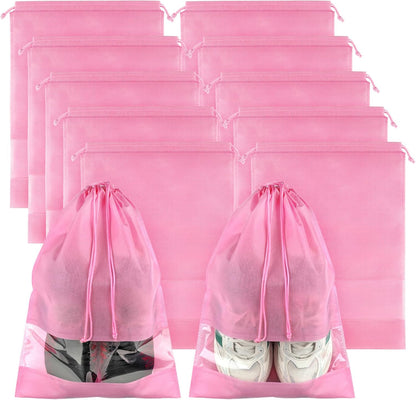 Waterproof Travel Drawstring Shoe Bags for Packing, Storage, Travel Essentials for Men and Women, 15.7 x 11.8 inches, Clear, 5 pieces