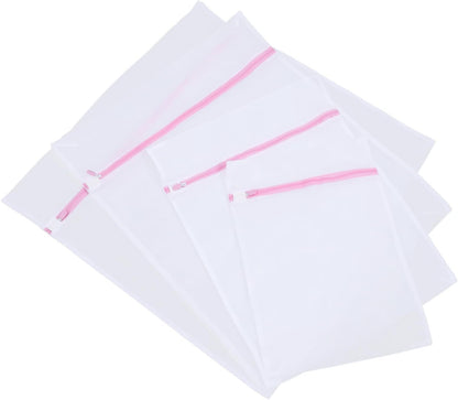 4pcs Fine Mesh Laundry Bags with Zipper Closure for Bras and Underwear Reusable Protective Washing Bags for Delicates Travel Storage Organizer