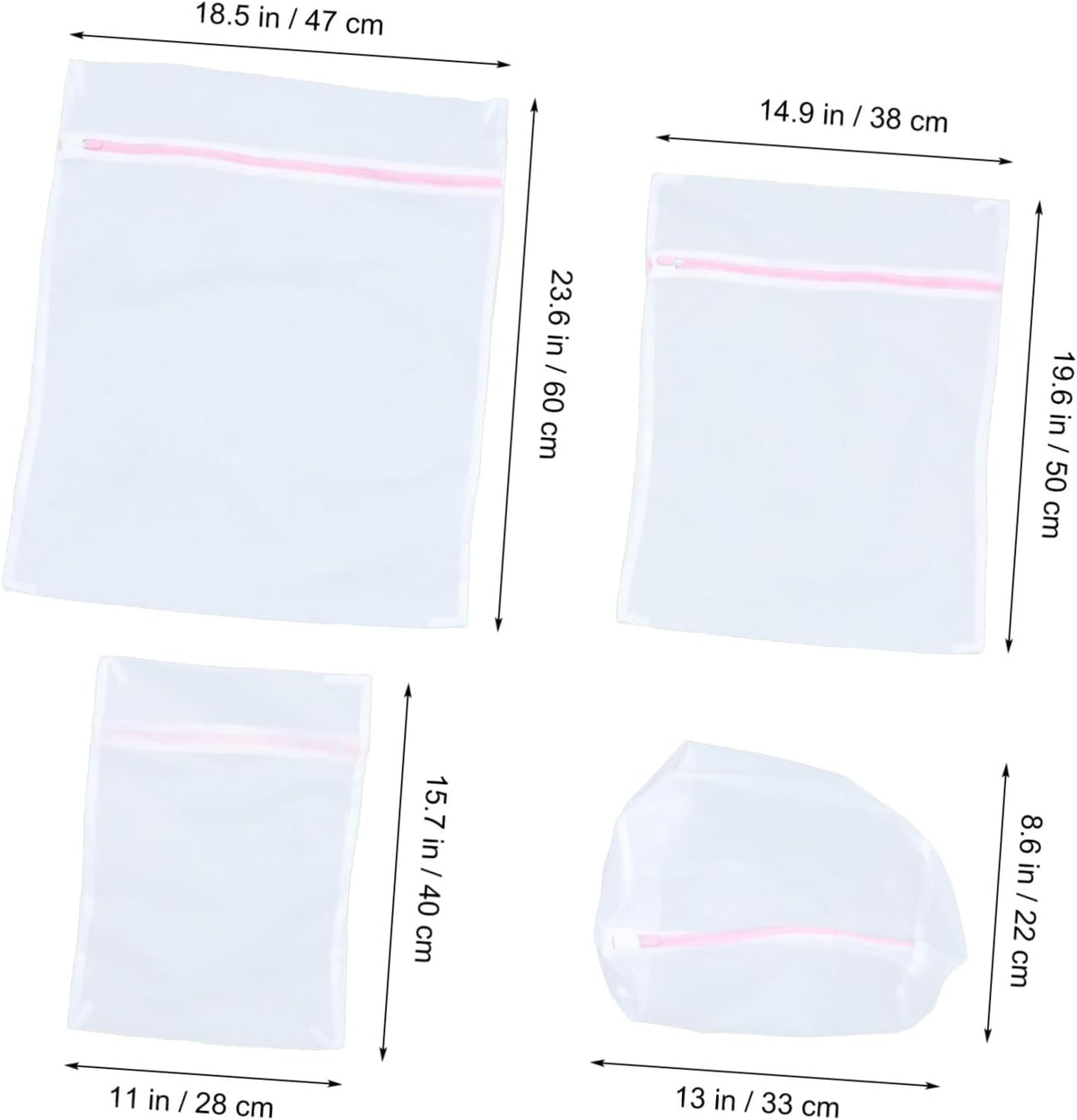 4pcs Fine Mesh Laundry Bags with Zipper Closure for Bras and Underwear Reusable Protective Washing Bags for Delicates Travel Storage Organizer