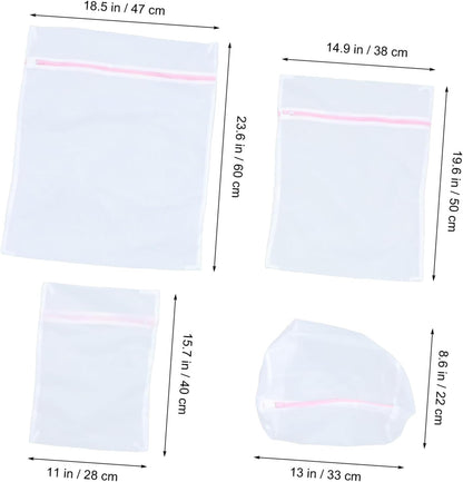 4pcs Fine Mesh Laundry Bags with Zipper Closure for Bras and Underwear Reusable Protective Washing Bags for Delicates Travel Storage Organizer