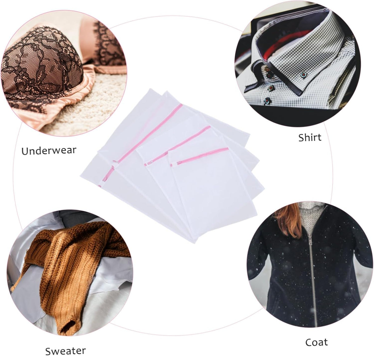 4pcs Fine Mesh Laundry Bags with Zipper Closure for Bras and Underwear Reusable Protective Washing Bags for Delicates Travel Storage Organizer